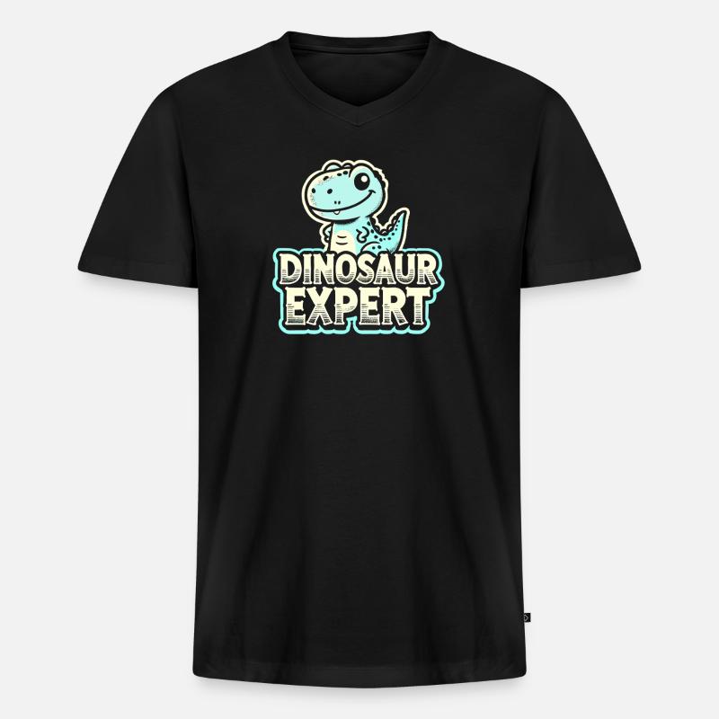 Dinosaurier-Experte - Männer Premium Bio T-Shirt mit V-Ausschnitt - Schwarz