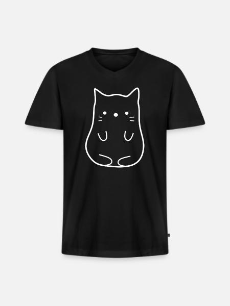 Chaton Kawaii mignon - T-shirt encolure en V Premium bio Homme - noir