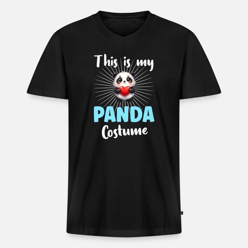 Panda Pandabär - Männer Premium Bio T-Shirt mit V-Ausschnitt - Schwarz