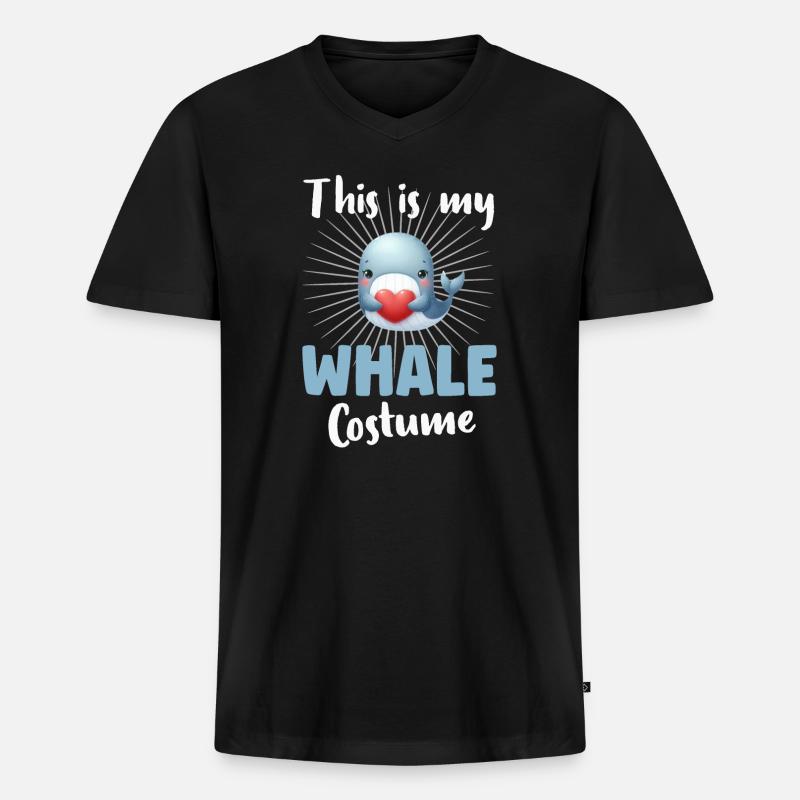 Wal Blauwal - Männer Premium Bio T-Shirt mit V-Ausschnitt - Schwarz