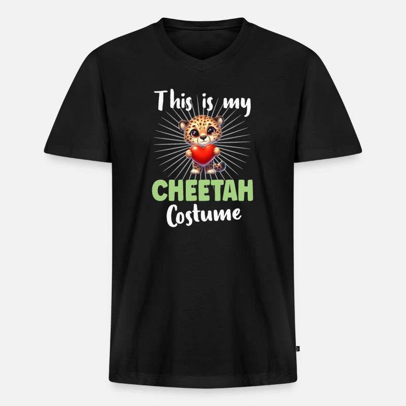 Gepard - Männer Premium Bio T-Shirt mit V-Ausschnitt - Schwarz