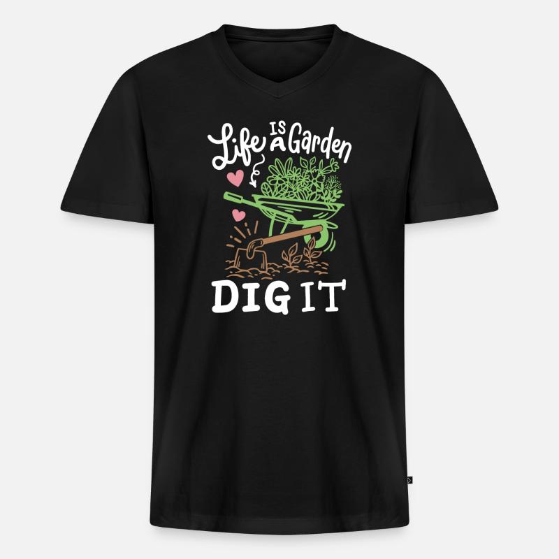 Gartenarbeit Garten Gärtner - Männer Premium Bio T-Shirt mit V-Ausschnitt - Schwarz