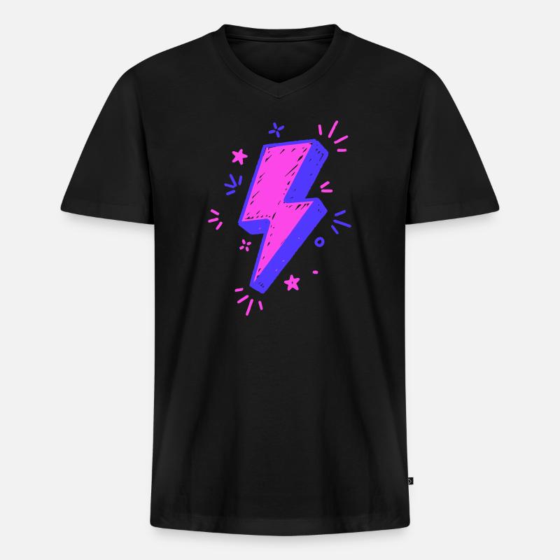 Lebendiger, bunter Strahl für Drucke - Männer Premium Bio T-Shirt mit V-Ausschnitt - Schwarz
