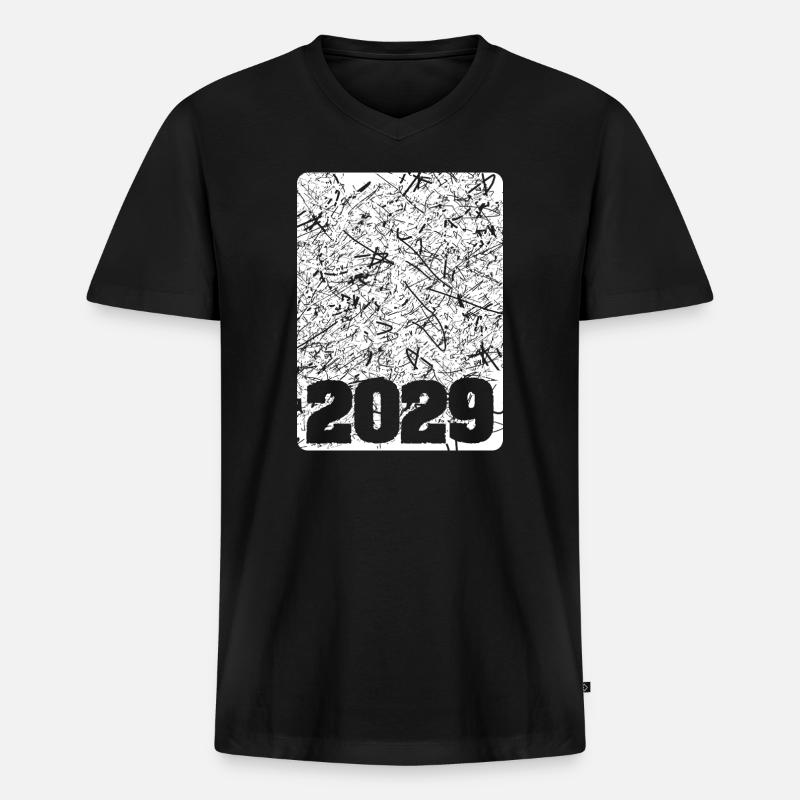 Nummer 2029 - Männer Premium Bio T-Shirt mit V-Ausschnitt - Schwarz