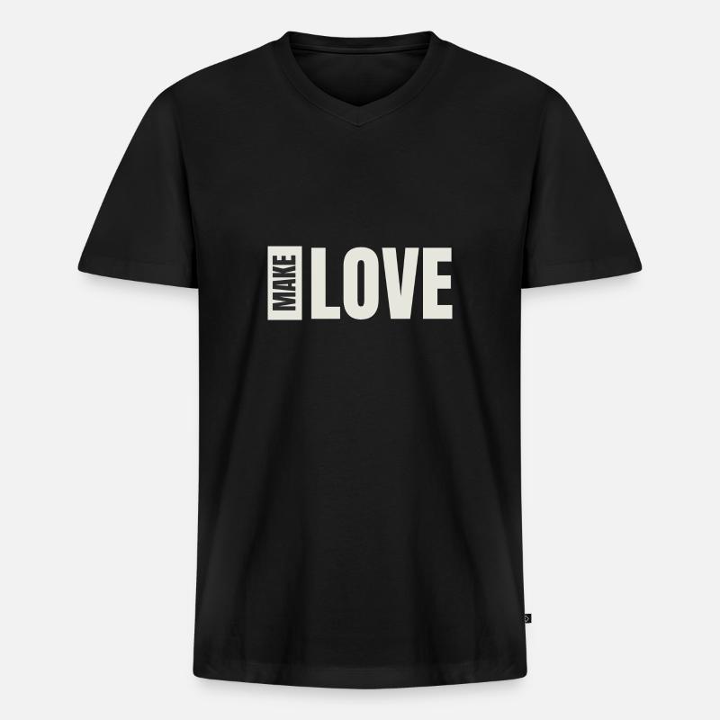 MAKE LOVE - Männer Premium Bio T-Shirt mit V-Ausschnitt - Schwarz