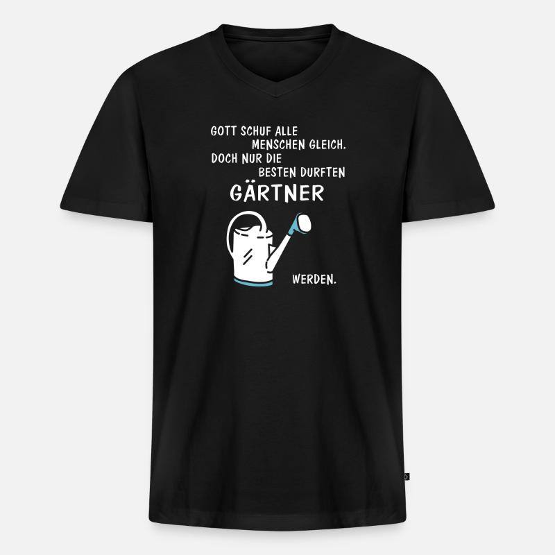 Gärtner - Männer Premium Bio T-Shirt mit V-Ausschnitt - Schwarz