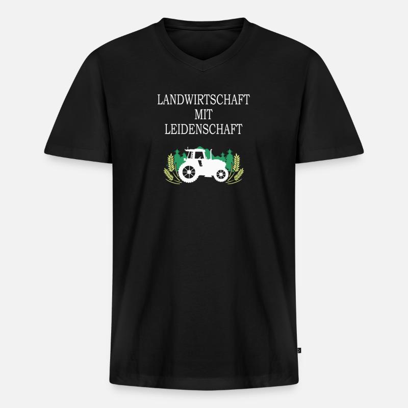 Landwirtschaft mit Leidenschaft - Männer Premium Bio T-Shirt mit V-Ausschnitt - Schwarz