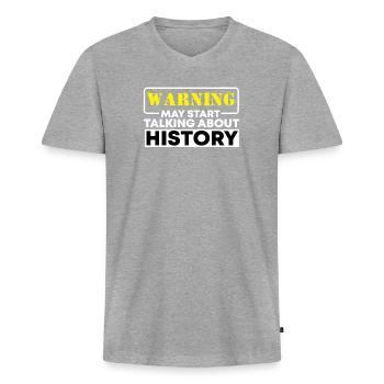 Histoire de l'historien - T-shirt encolure en V Premium bio Homme - gris chiné - Devant