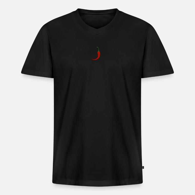 Chilischote - Männer Premium Bio T-Shirt mit V-Ausschnitt - Schwarz