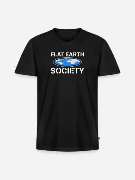 Flat Earth Society - T-shirt encolure en V Premium bio Homme - noir