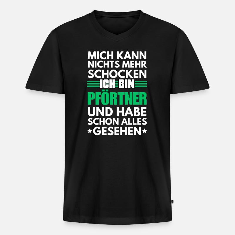 Nicht schockbarer Pförtner - Männer Premium Bio T-Shirt mit V-Ausschnitt - Schwarz