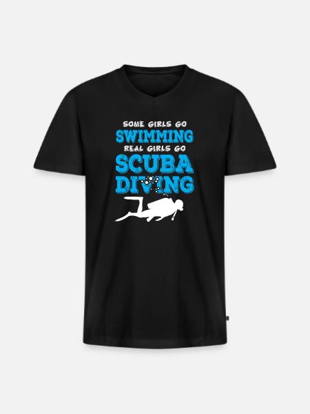 Real Girls Go Scuba Diving - Men's Premium Organic T-shirt with V-neck - black