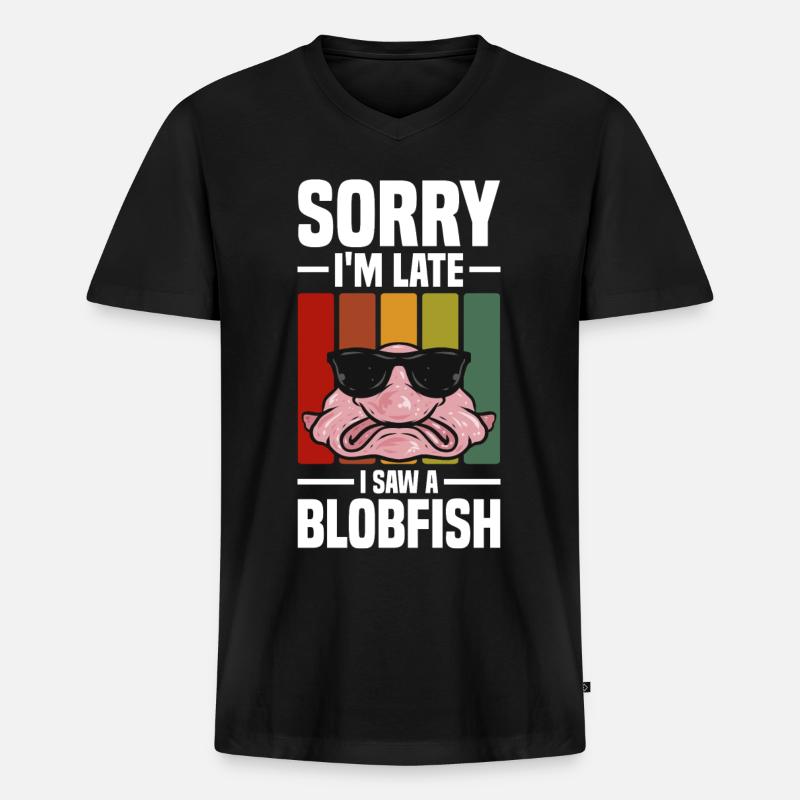Blobfisch - Männer Premium Bio T-Shirt mit V-Ausschnitt - Schwarz