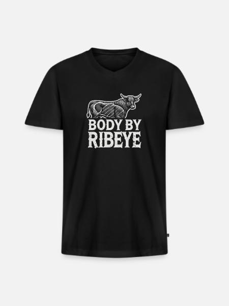 Körper von Ribeye - Männer Premium Bio T-Shirt mit V-Ausschnitt - Schwarz