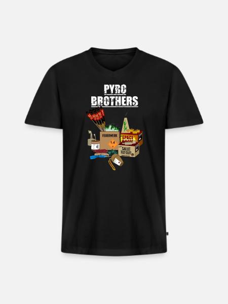 Pyro Brothers - Männer Premium Bio T-Shirt mit V-Ausschnitt - Schwarz