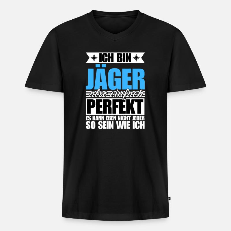 Perfekter Jäger - Männer Premium Bio T-Shirt mit V-Ausschnitt - Schwarz