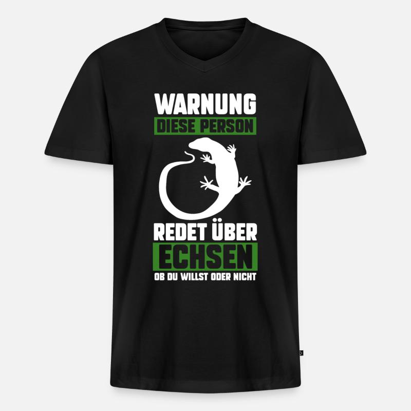 Echsen - Männer Premium Bio T-Shirt mit V-Ausschnitt - Schwarz
