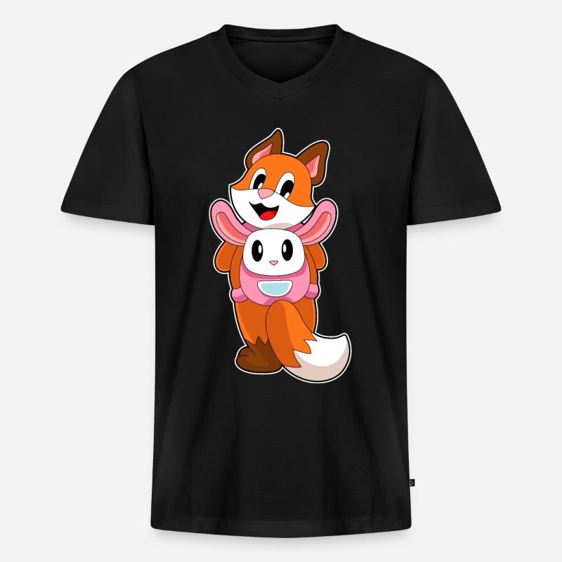 Fuchs Hase Tasche - Männer Premium Bio T-Shirt mit V-Ausschnitt - Schwarz