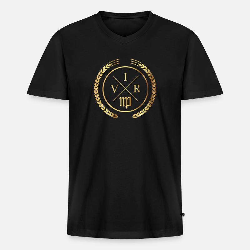 Jungfrau Sternzeichen | "VIR" männliche Version - Männer Premium Bio T-Shirt mit V-Ausschnitt - Schwarz