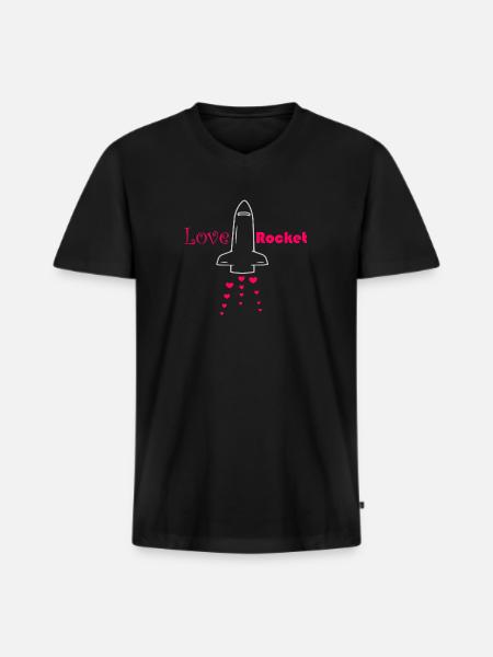 Love Rocket - Men's Premium Organic T-shirt with V-neck - black