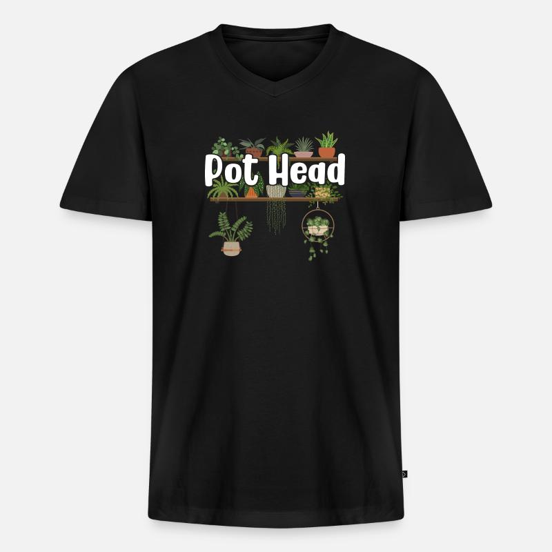 Topfkopf - Männer Premium Bio T-Shirt mit V-Ausschnitt - Schwarz