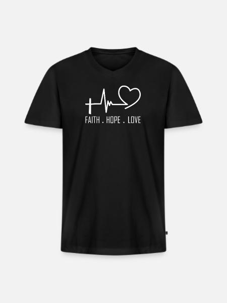Faith Hope Love - Men's Premium Organic T-shirt with V-neck - black