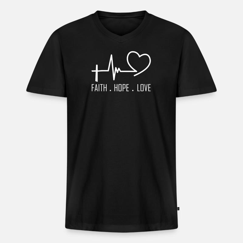 Glaube Hoffnung Liebe - Männer Premium Bio T-Shirt mit V-Ausschnitt - Schwarz