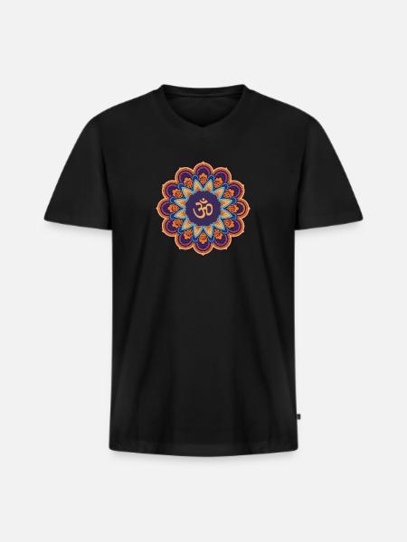 Mandala Quote Om - Men's Premium Organic T-shirt with V-neck - black