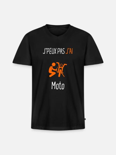 J'peux pas j'ai moto - T-shirt encolure en V Premium bio Homme - noir