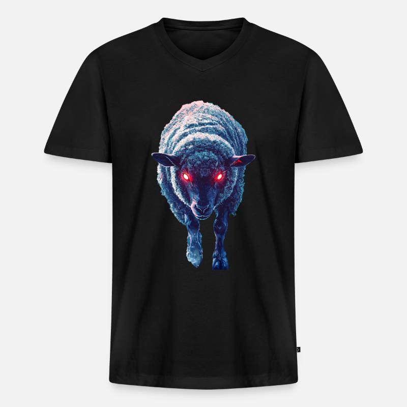 Schaf - Männer Premium Bio T-Shirt mit V-Ausschnitt - Schwarz