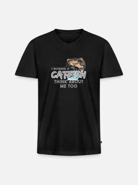 Welsfischer Welsfischen - Männer Premium Bio T-Shirt mit V-Ausschnitt - Schwarz