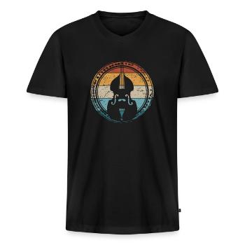 Retro Kontrabass Orchester Musiker - Männer Premium Bio T-Shirt mit V-Ausschnitt - Schwarz - Vorne - Nico (187cm)