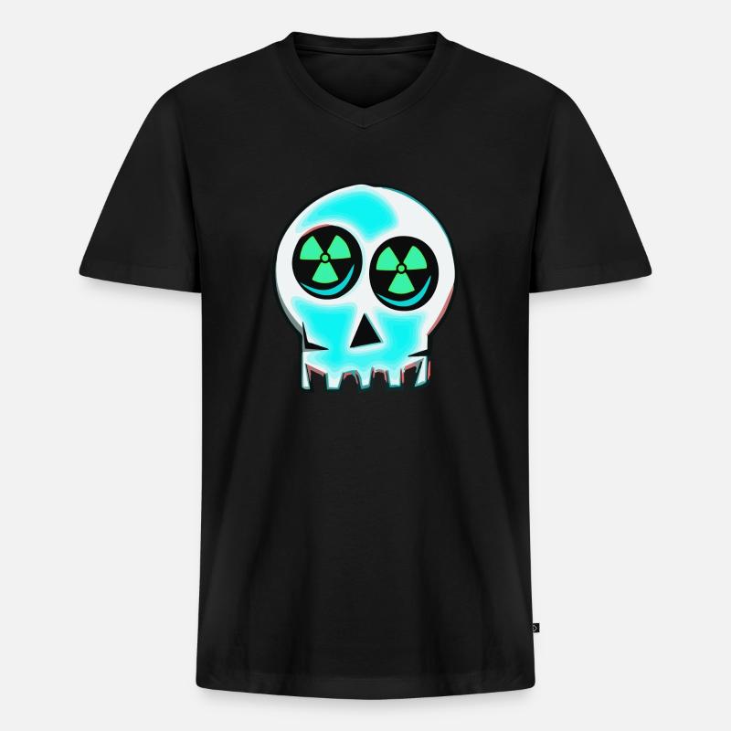 atom schaedel - Männer Premium Bio T-Shirt mit V-Ausschnitt - Schwarz