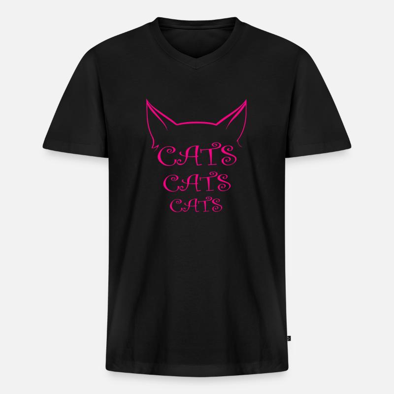 Cat Katze - Männer Premium Bio T-Shirt mit V-Ausschnitt - Schwarz