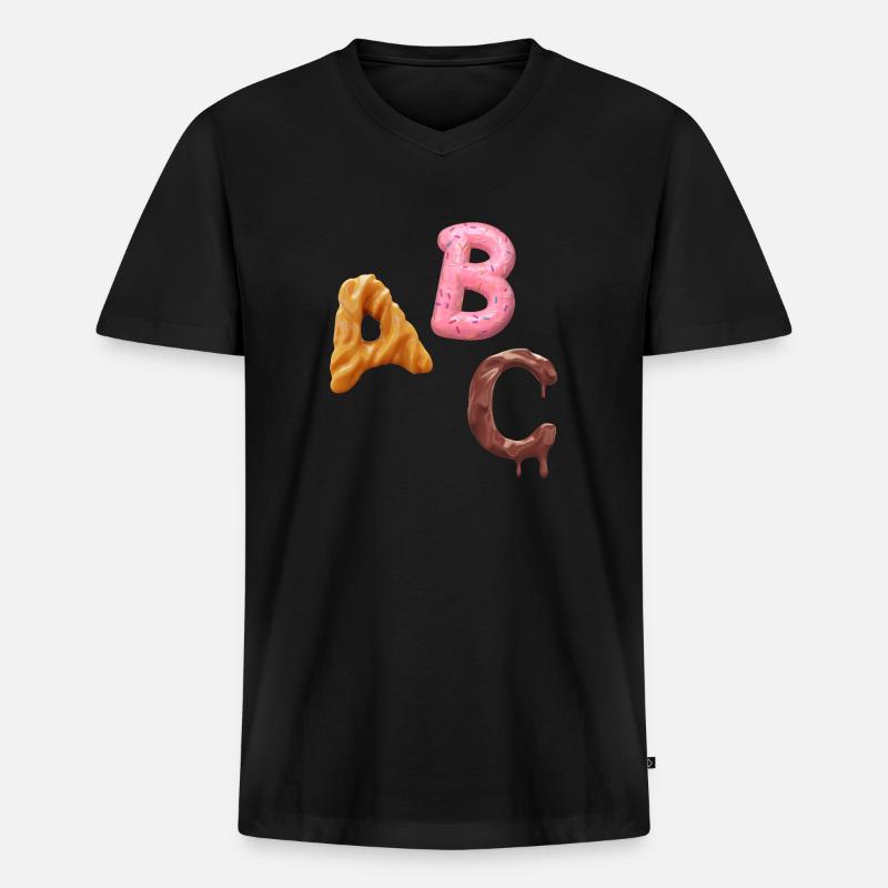 A B C - Männer Premium Bio T-Shirt mit V-Ausschnitt - Schwarz