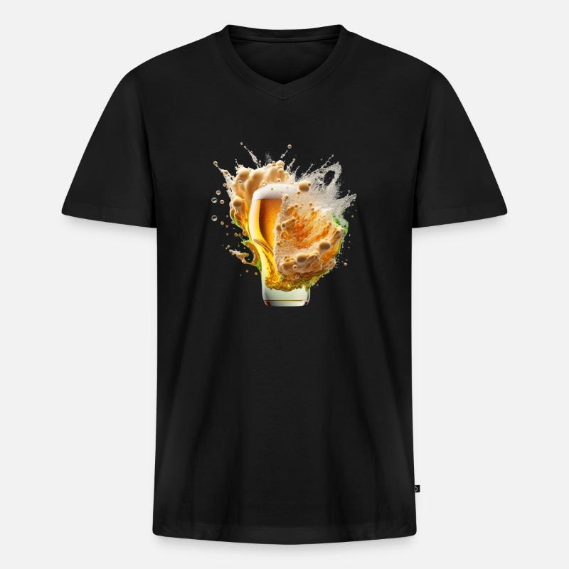 Bier Explosion im Glas - Männer Premium Bio T-Shirt mit V-Ausschnitt - Schwarz