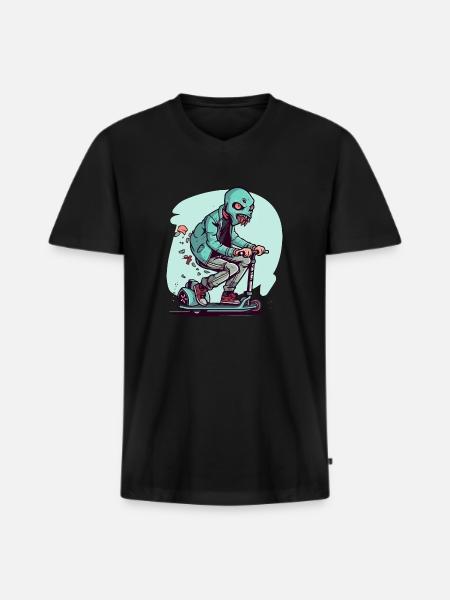 The monster on the scooter - Men's Premium Organic T-shirt with V-neck - black