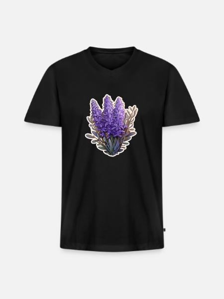 Lavender - Men's Premium Organic T-shirt with V-neck - black