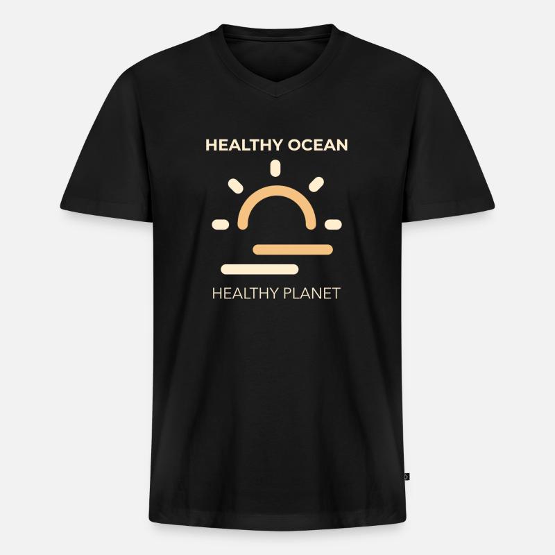 Meeresschutz - Männer Premium Bio T-Shirt mit V-Ausschnitt - Schwarz