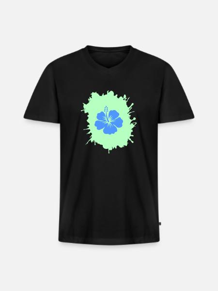 Hibiscus blobs - Men's Premium Organic T-shirt with V-neck - black