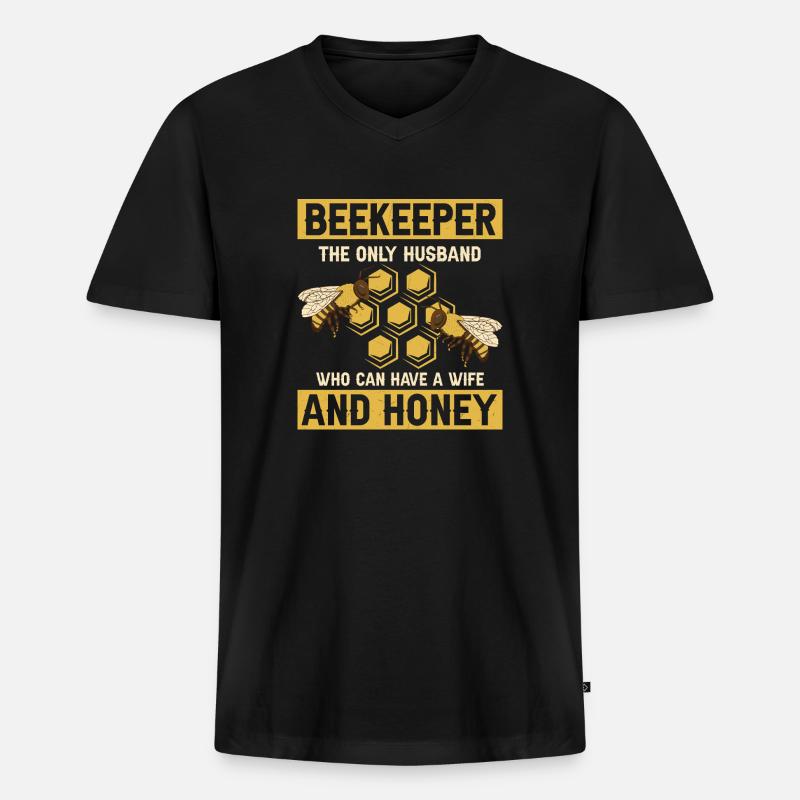 Beekeeper The Only Husband Beekeeper - Männer Premium Bio T-Shirt mit V-Ausschnitt - Schwarz