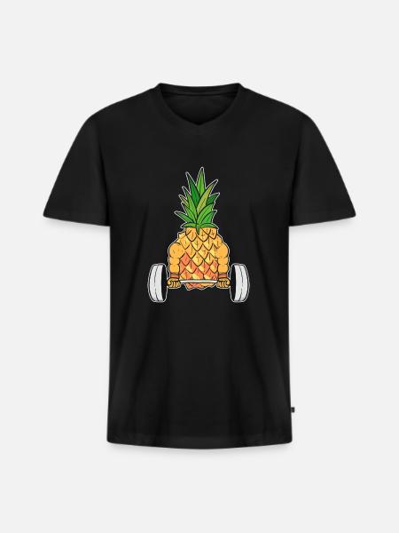 Pineapple Fitness - Men's Premium Organic T-shirt with V-neck - black