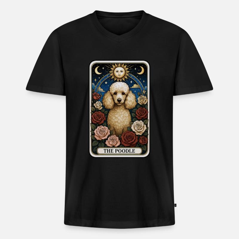 Pudel - Männer Premium Bio T-Shirt mit V-Ausschnitt - Schwarz