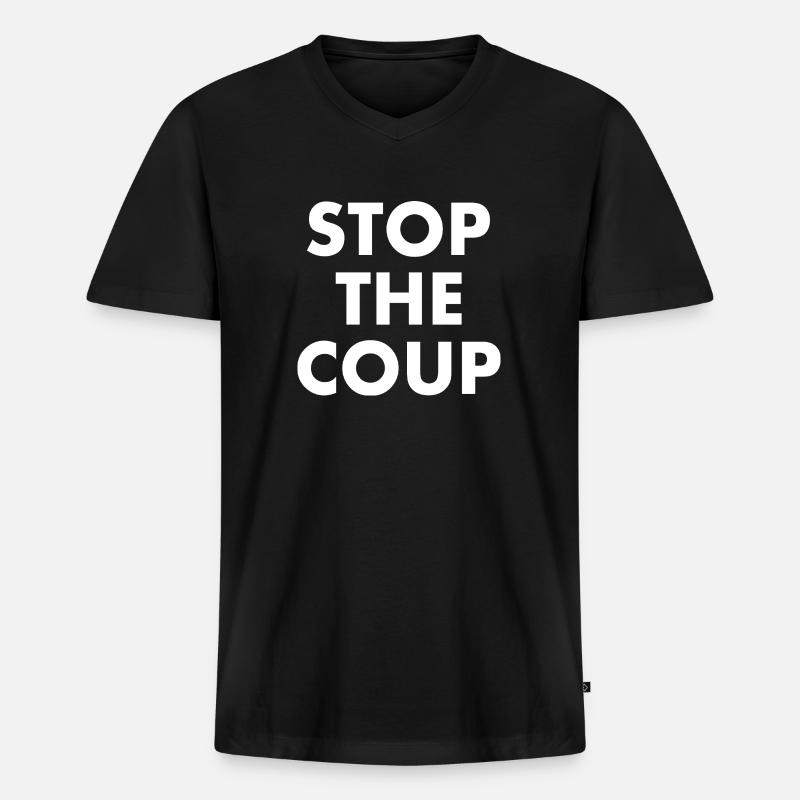 stop the coup - Männer Premium Bio T-Shirt mit V-Ausschnitt - Schwarz