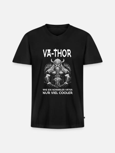 Vathor Vater Wikinger - Männer Premium Bio T-Shirt mit V-Ausschnitt - Schwarz