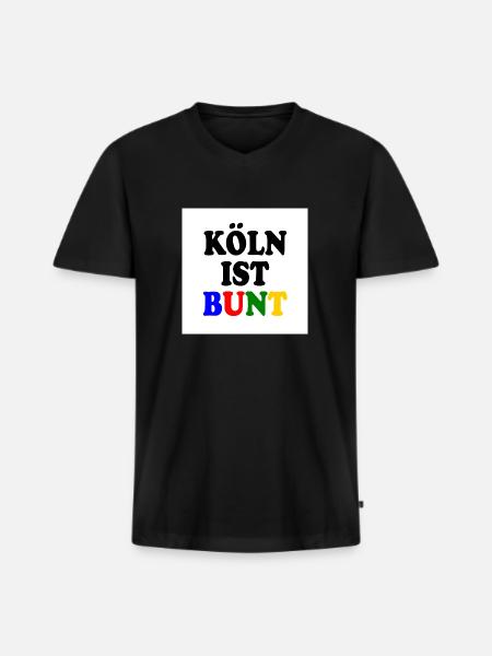 Cologne is colourful - Men's Premium Organic T-shirt with V-neck - black