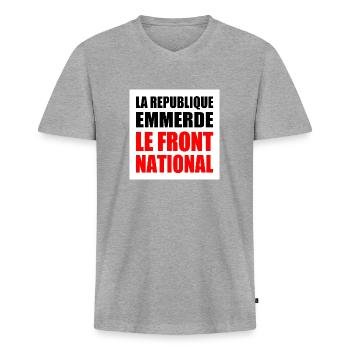 The Republic fucks the National Front - Men's Premium Organic T-shirt with V-neck - heather grey - Front