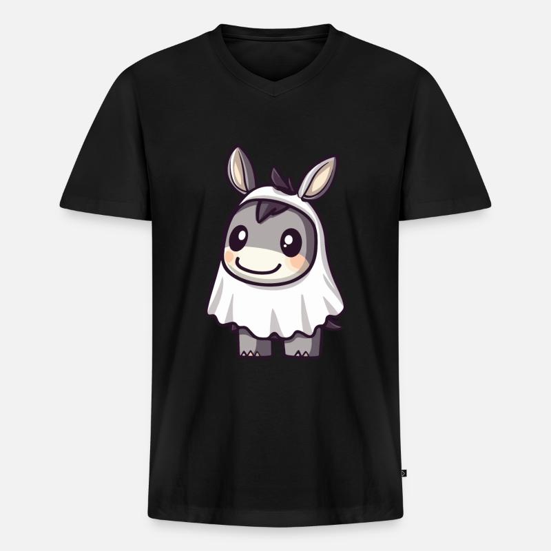 Esel Halloween Lustig Geist - Männer Premium Bio T-Shirt mit V-Ausschnitt - Schwarz