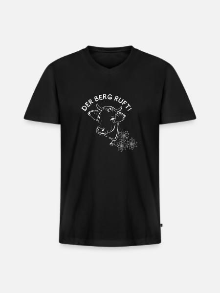 Der Berg ruft! - Männer Premium Bio T-Shirt mit V-Ausschnitt - Schwarz