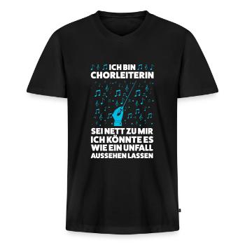 Chorleiterin Beruf Chorsänger Geschenk - Männer Premium Bio T-Shirt mit V-Ausschnitt - Schwarz - Vorne - Nico (187cm)